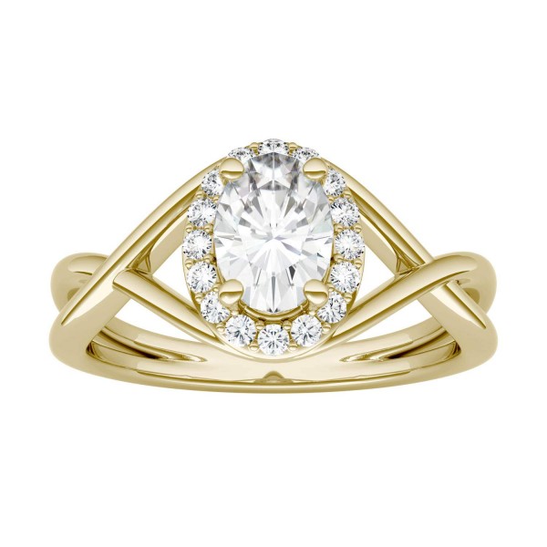 Oval Statement Ring 14K Yellow Gold Moissanite