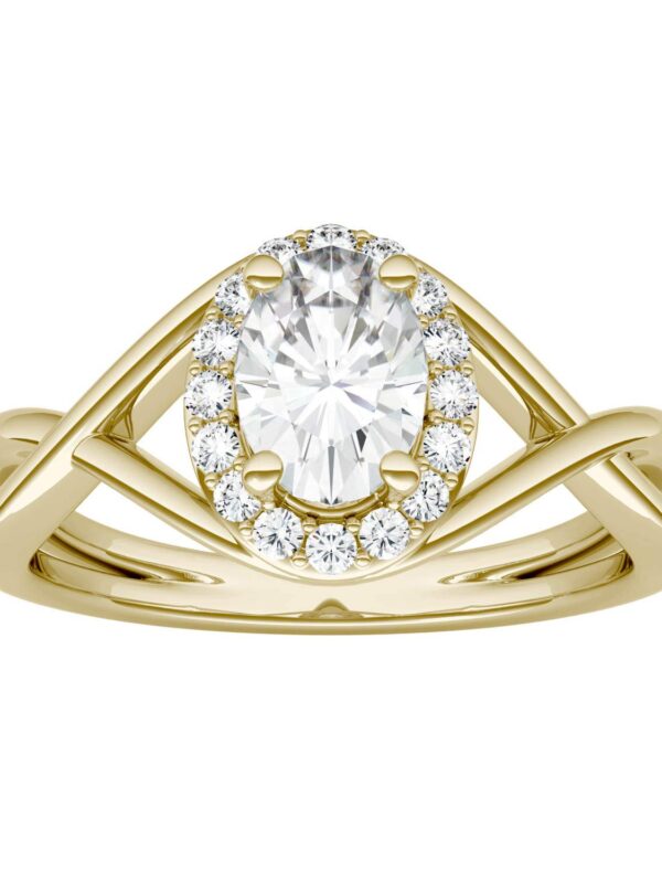 Oval Statement Ring 14K Yellow Gold Moissanite