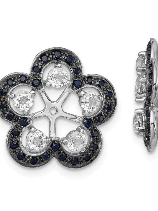 925 Sterling Silver White Topaz Black Sapphire Earrings