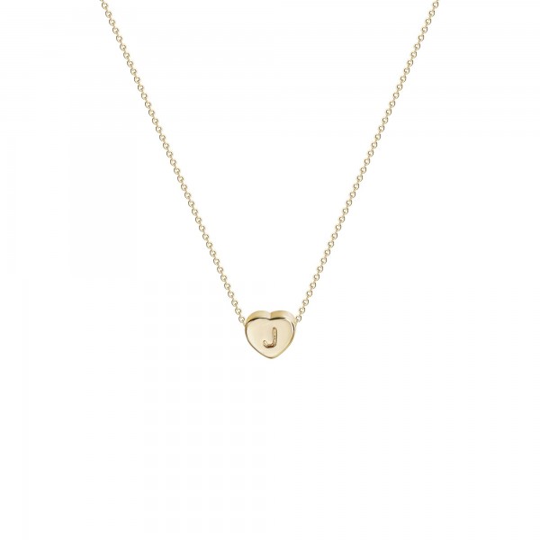 Tiny Gold Initial Heart Necklace-14K Gold Filled Handmade