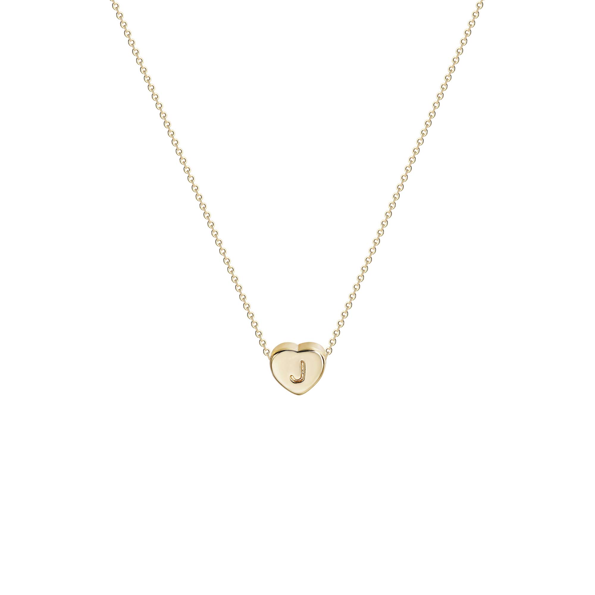 Tiny Gold Initial Heart Necklace-14K Gold Filled Handmade