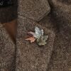 Vintage Broches Girls Pin Maple Leaf Brooch Bronze