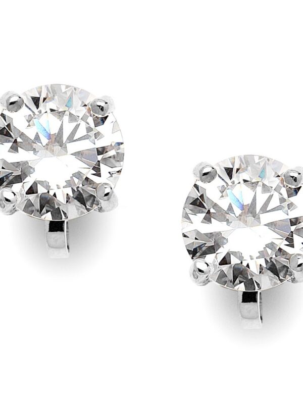 Mariell Cubic Zirconia Crystal Wedding Clip On Stud Earrings