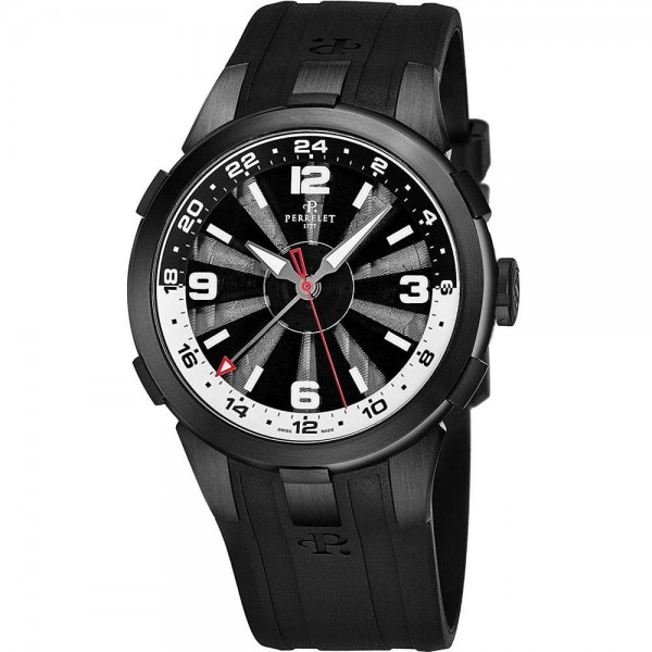 Perrelet Turbine GMT Mens Automatic Watch - 44mm Analog Black Watches