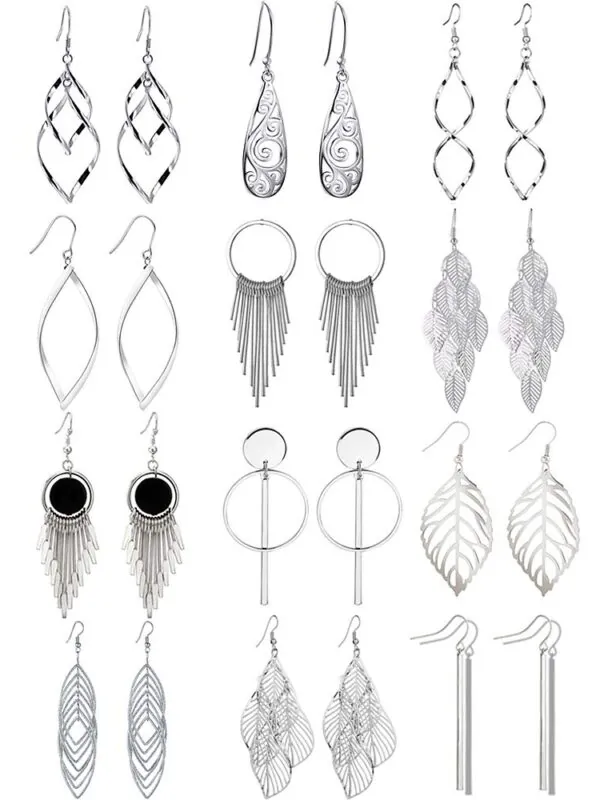 12 Pairs Drop Dangle Earrings boho Fashion Jewelry