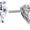 Platinum Plated Sterling Silver Heart-Shape Stud Earrings