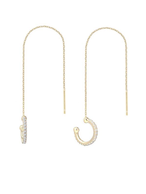 PAVOI 14K Gold Plated Sterling Silver Cuff Threader Earrings