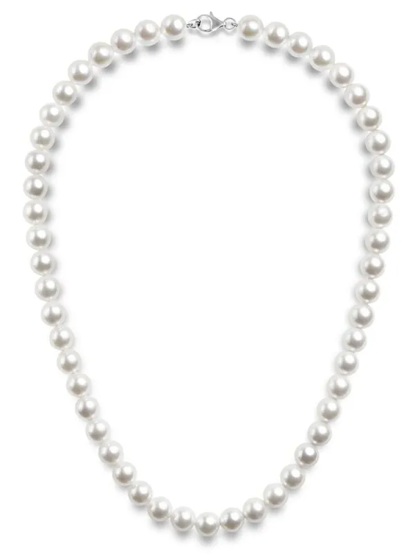 PAVOI Sterling Silver Round White Simulated Shell Pearl