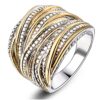 Wire Statement Ring Wide Band Gold and Silver