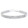 Clear Rhinestone Choker Necklace Silver Tone