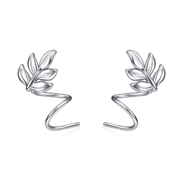Leaf Wrap Earrings Sterling Silver Leaves Ear