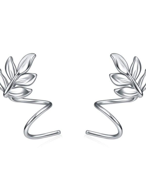 Leaf Wrap Earrings Sterling Silver Leaves Ear