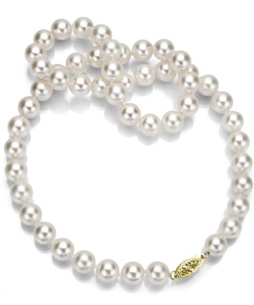 14k Yellow Gold Akoya Cultured High Luster Pearl Necklace
