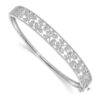 14k White Gold Diamond Hinged Bangle Bracelet Cuff Expandable