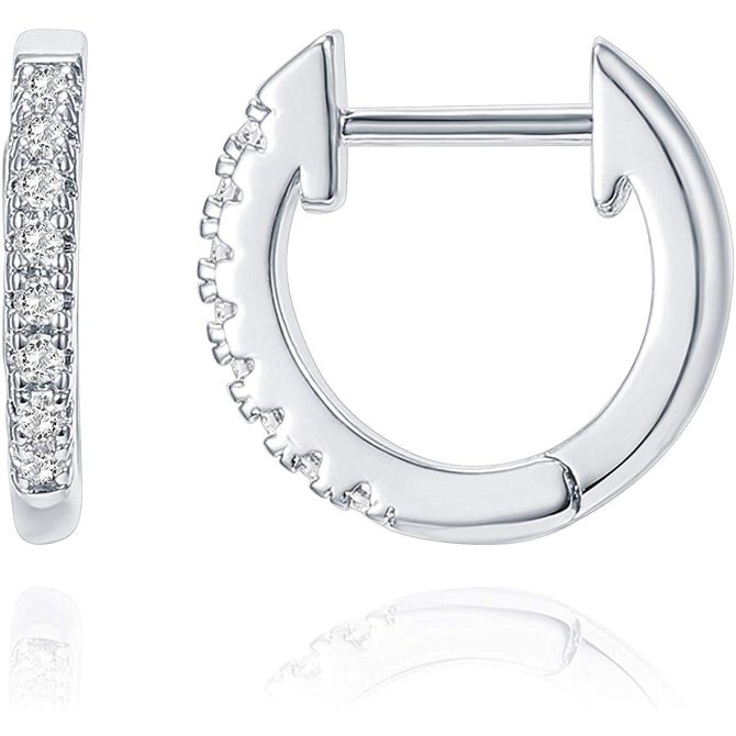 PAVOI 14K White Gold Plated Post Cubic Zirconia Cuff Earring