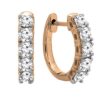 Rose Gold 14K Round Lab Grown White Diamond Ladies Hoop Earrings