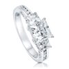 Love Story with the Rhodium-Plated Sterling Silver Princess Cut 3-Stone CZ Engagement Ring - A Timeless Symbol of Love and Commitment