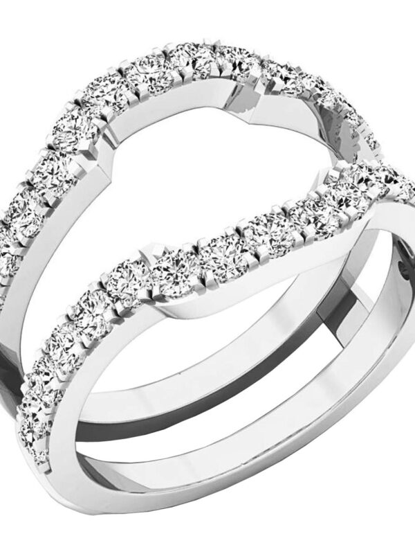 Enhancer Guard Double Ring Zirconia CZ Ladies Wedding Band
