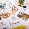 Boho Statement Tassel Rattan Leather Earrings Ethnic