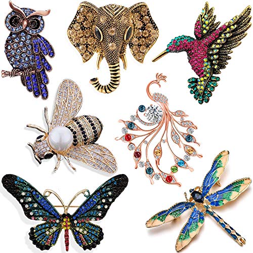 Dragonfly Butterfly Women Brooch Set Crystal Pin Vintage 7 Pieces