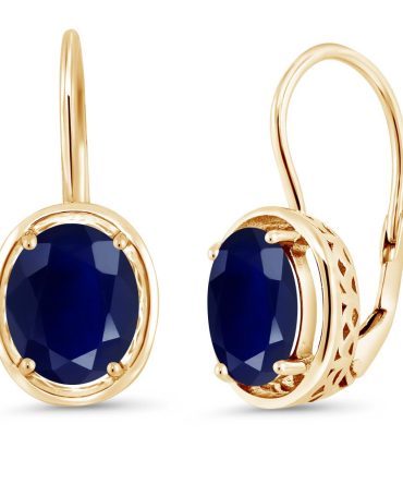 Gem Stone King 5.00 Ct Oval Blue Sapphire Dangle Earrings