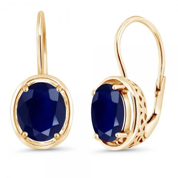 Gem Stone King 5.00 Ct Oval Blue Sapphire Dangle Earrings