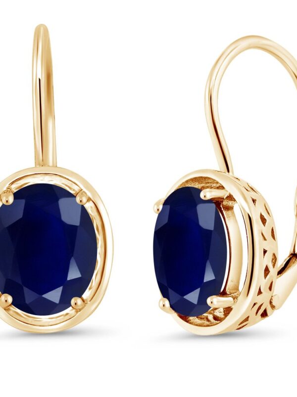 Gem Stone King 5.00 Ct Oval Blue Sapphire Dangle Earrings