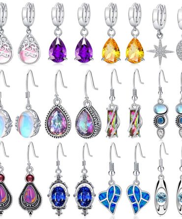 12 Pair Crystal Drop Dangle Earrings for Women