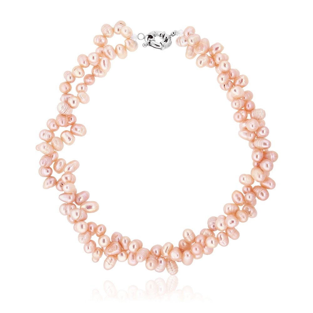 Amazing Pink Double Twist Freshwater Pearl Necklace