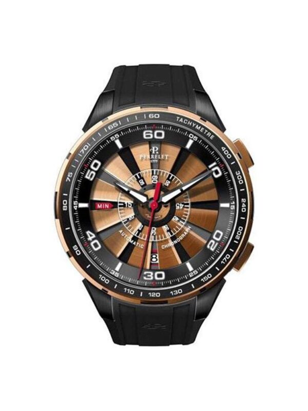 Turbine Analog Display Swiss Automatic Black Watch Perrelet Men's