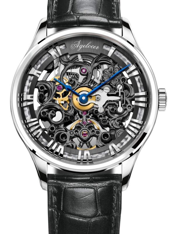 Agelocer Men's Watch Top Brand Fashion Skeleton Mechanical