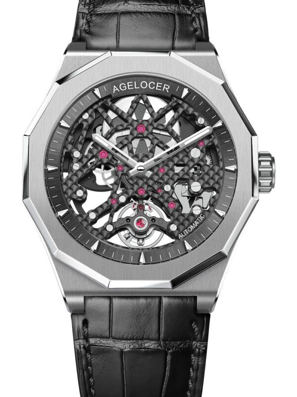 Agelocer Men's Watch Fashion Top Brand Black Skeleton