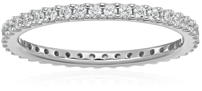 Platinum-Plated Sterling Silver All-Around Band Ring set