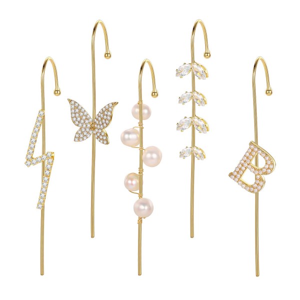 Unique Gold Rhinestone Wrap Crawler Hook earrings