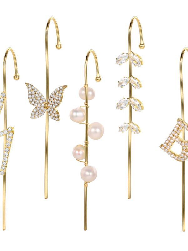 Unique Gold Rhinestone Wrap Crawler Hook earrings