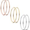 Udalyn 3 Pairs Women Big Stainless Hoop Earrings Set