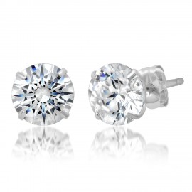 14k Solid White Gold ROUND Stud Earrings