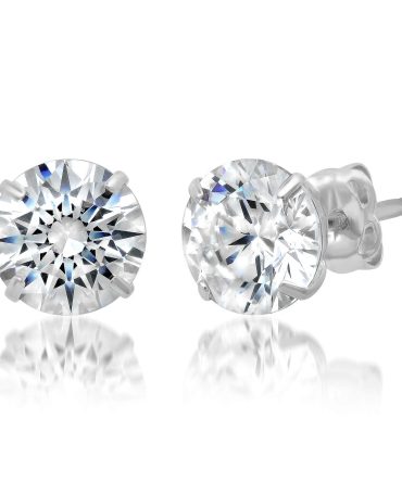 14k Solid White Gold ROUND Stud Earrings