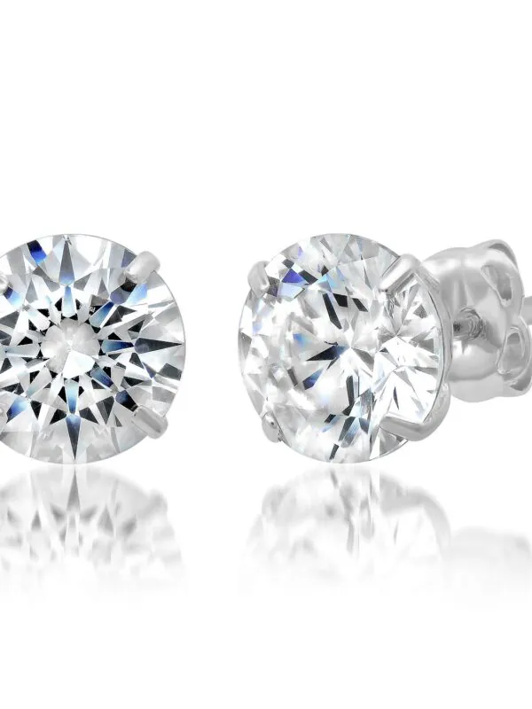 14k Solid White Gold ROUND Stud Earrings