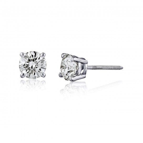 14K White Gold Diamond Stud Earrings for Women