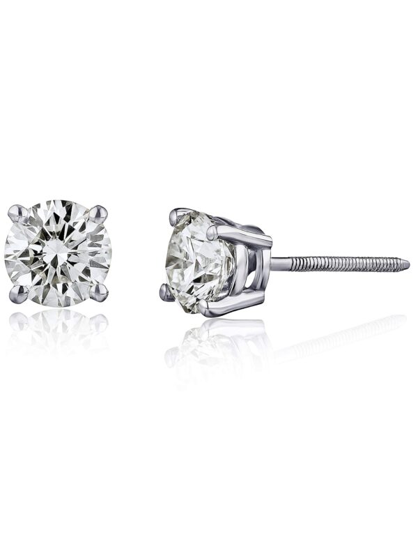 14K White Gold Diamond Stud Earrings for Women