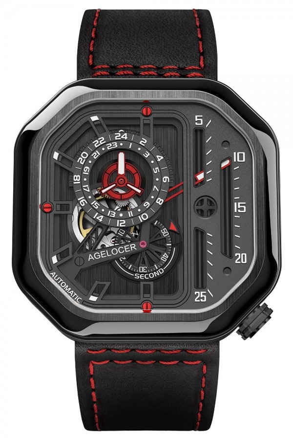 Agelocer Sport Watches Automatic Skeleton Watch Steel Waterproof