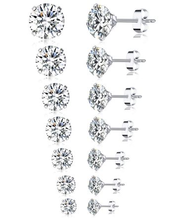 Tornito 7 Pairs 20G Stainless Steel Stud Earrings