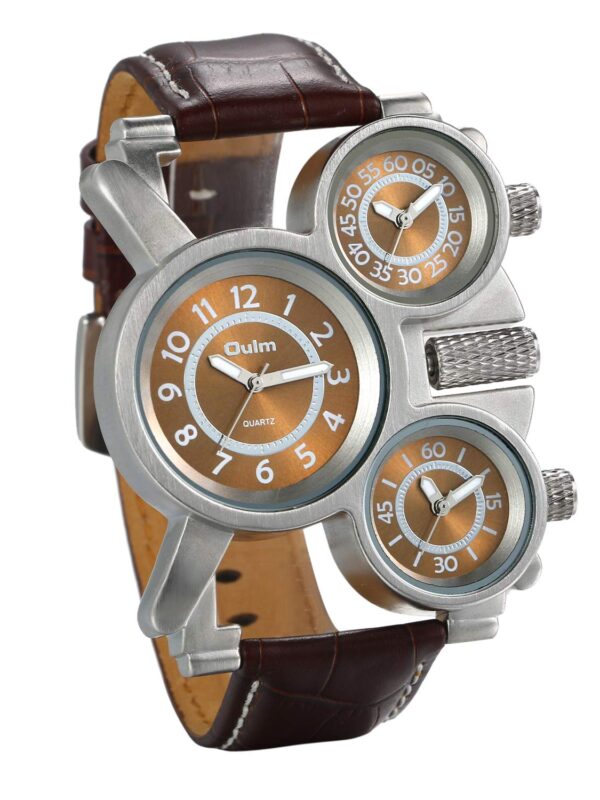 Steampunk Design Multi Time Zone Three Analog Dials