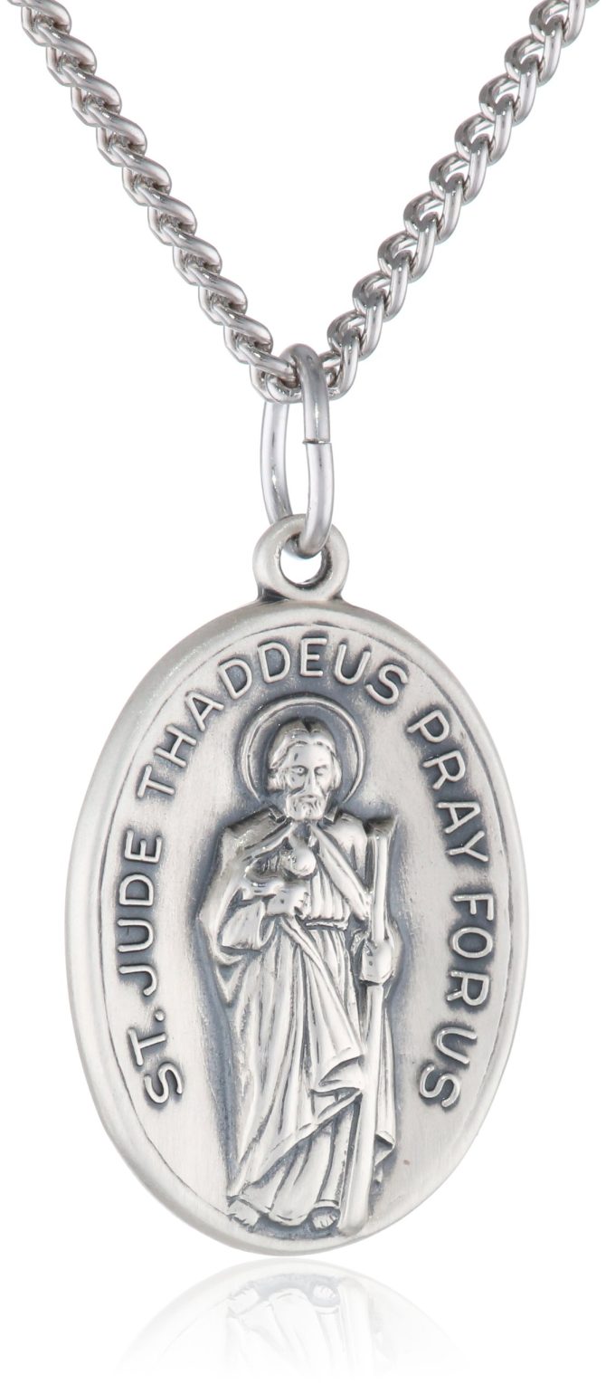 Silver Oval Saint Jude Medal with Antique Finish