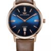 Men's Blue Dial Rose Gold Watch with Leather Strap – Waterproof and Elegant Design