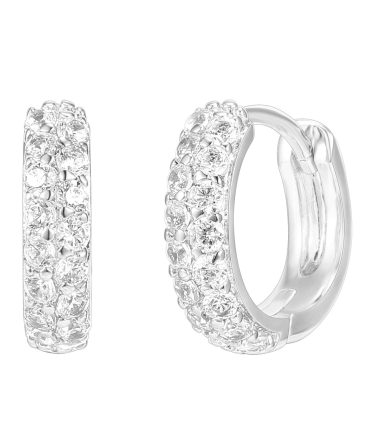 14K White Gold Plated Cubic Zirconia Cuff Earrings