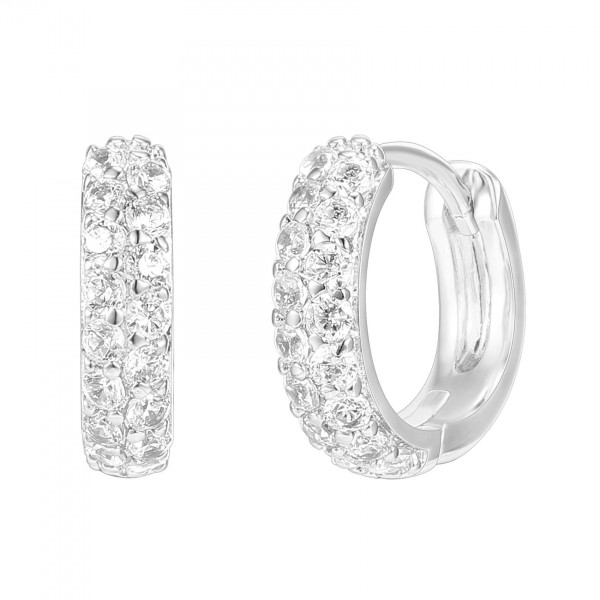 14K White Gold Plated Cubic Zirconia Cuff Earrings