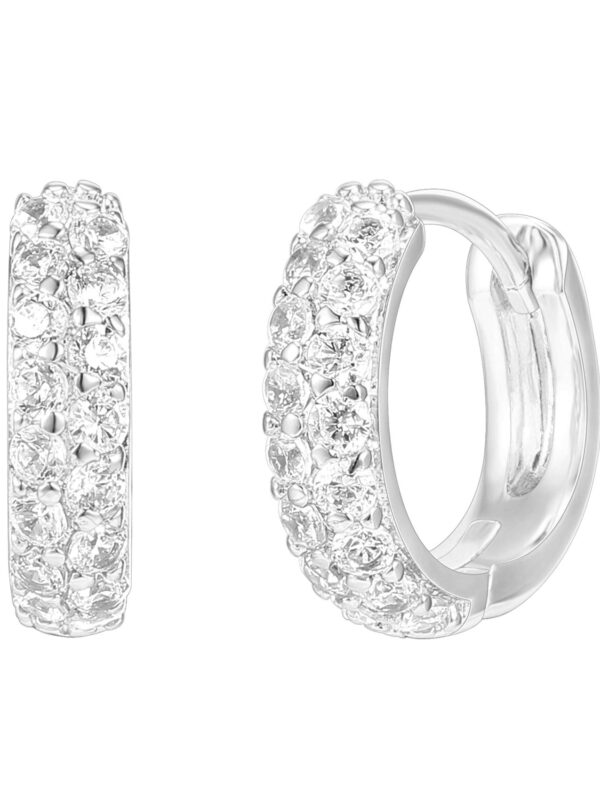 14K White Gold Plated Cubic Zirconia Cuff Earrings