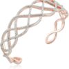 14K Rose Gold Plated .925 Sterling Silver Pavé-Setting-Diamond-Accent